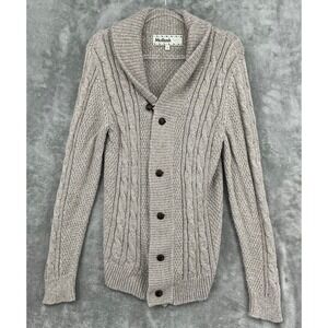 Mollusk Sweater Mens Medium Alpaca Blend Shawl Collar Cable Knit Cardigan Peru